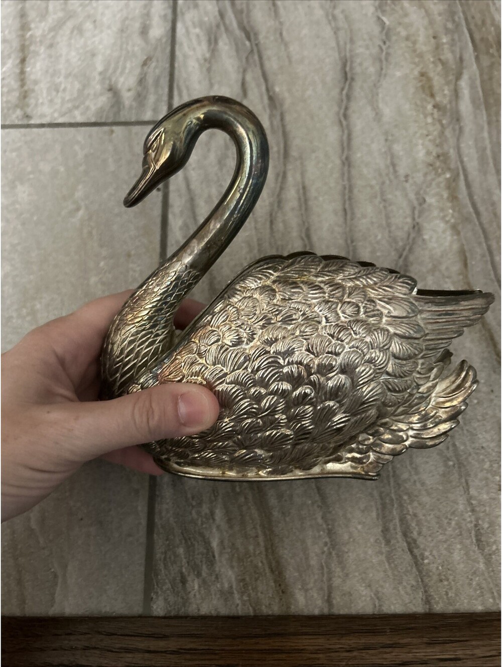 Vintage Swan Letter Holder Bird Napkin Godinger Italy Figure Metal Silver Plated